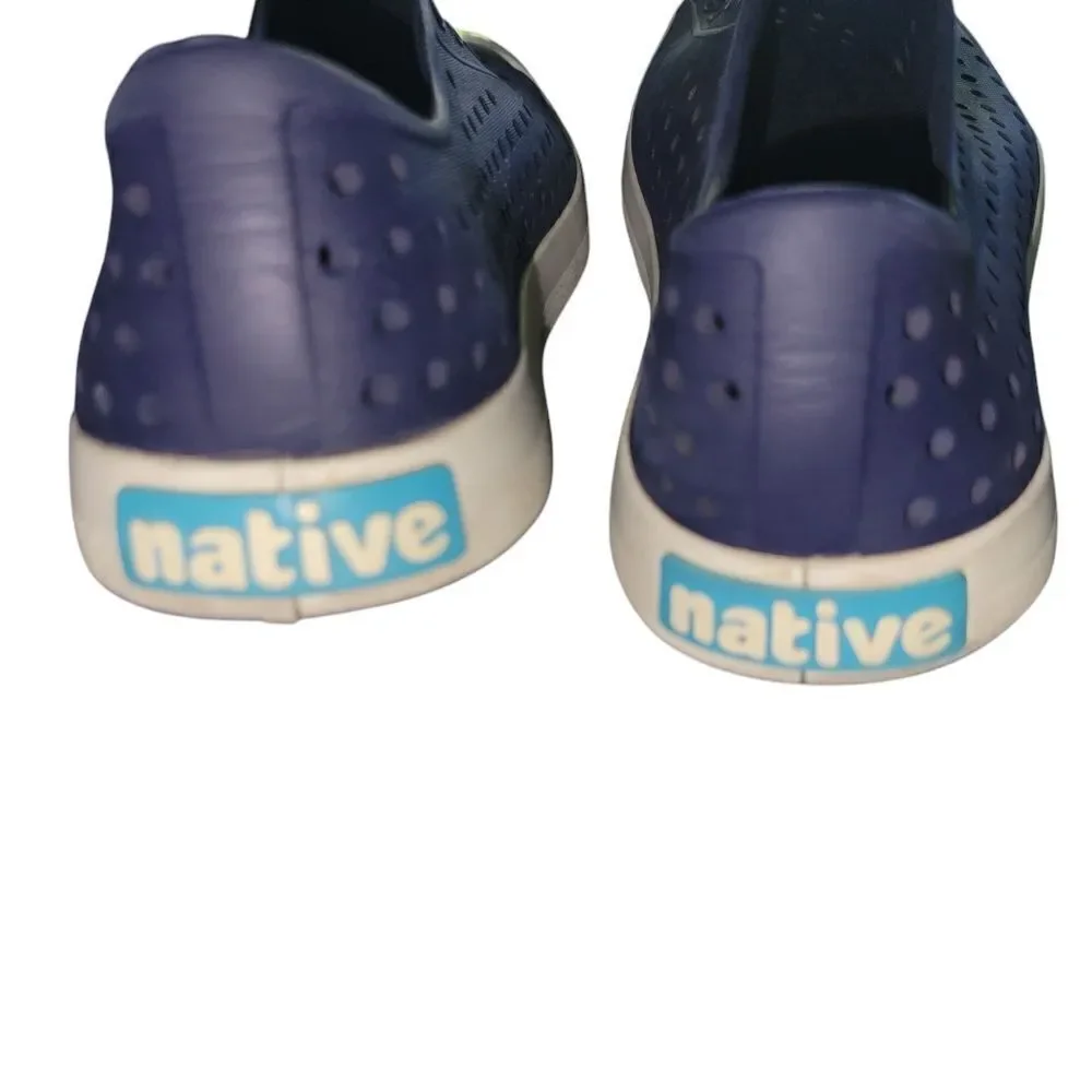Native slip on shoes blue and white size J 5